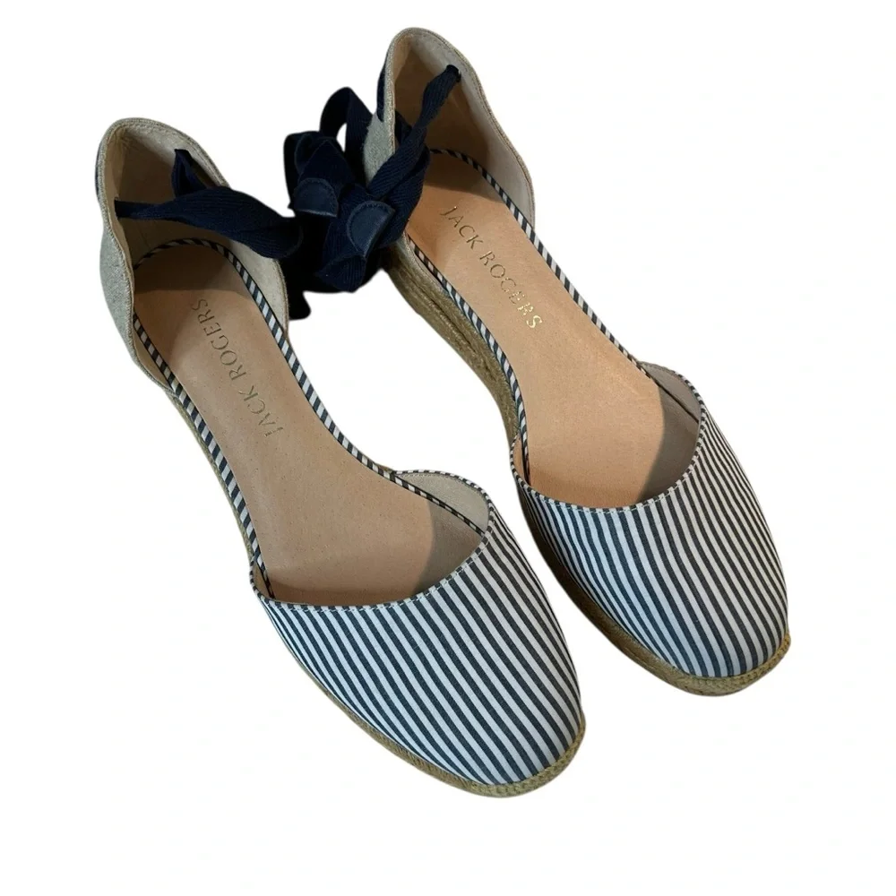 NEW Jack Rogers Espadrille Wedge Sandal Palmer Ankle Wrap Closed Toe Size 9.5